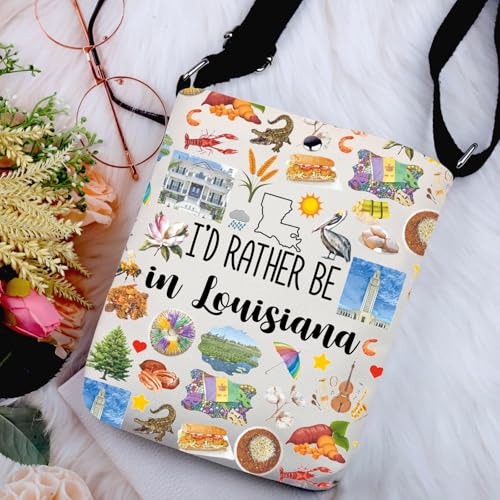 G2TUP Louisiana State Gift I'd Rather Be In Louisiana Crossbody Bag Louisiana Travel Bag Louisiana Tour Souvenir Gift2