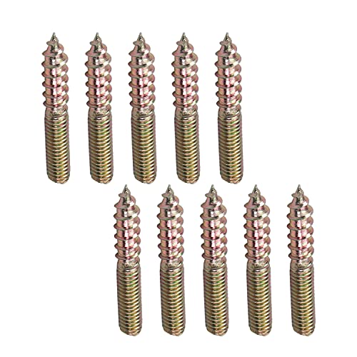 Image of 10Pcs Carbon Steel Double Headed Hanger Bolts 1.57 inch Length Self-Tapping Screw for Furniture Installation M6x40 Bronze