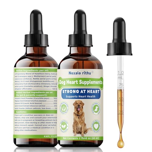 Heartw0rm Prevention for Dogs, Fast-Absorbing Liquid with Hawthorn & Motherwort, Supports Heart Function & Smooth Circulation, Helps Maintain Daily Vitality,Young Heart for Dogs, 2 fl oz/60 mL