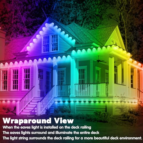 FBZ 200FT Permanent Outdoor RGB Lights - IP67 Waterproof with Smart App Control Remote,DIY Scene Modes, Music Synchronization,Eaves Lights for Garden Decor,Deck,Christmas by FBZ - Image 3