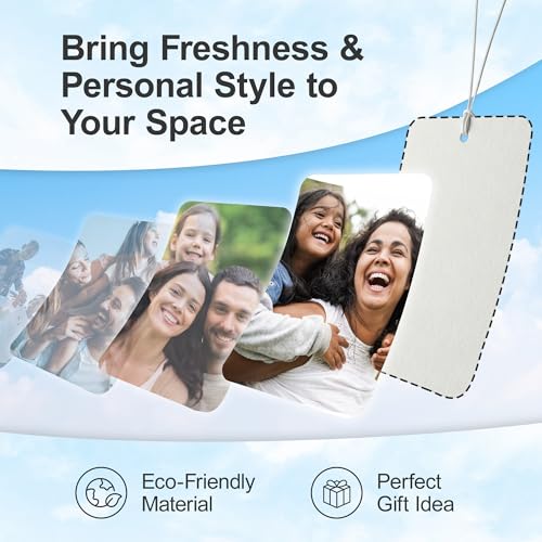 Image of Instafreshener Custom Hanging Air Freshener | Rounded Rectangle Horizontal | Custom Air Fresheners with Picture or Text for Car, Closet, Bathroom, Locker & Office Decor
