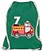 HARIZ Sacca da palestra con auto pompiere, 7 compleanno, idea regalo per bambini, con biglietti regalo, verde (Verde) - SiebterGeburtstag09-WM110-5-1