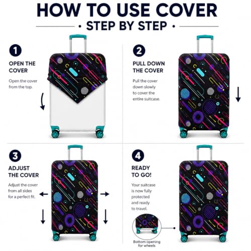 Image of Printed Luggage Cover for Traveling Bag & Suitcase - Stretchable & Scratchproof Trolley Protector with Velcro Lock & Lightweight Washable Material(Suitcase Bag Not Included, Only Cover in Product)