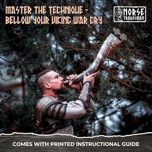 Image of Norse Tradesman Doomsinger Viking Blow Horn, Ox Horn, 28 in