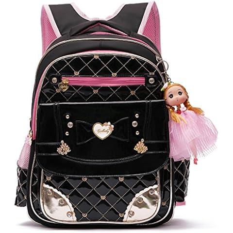 Backpack for Girls,Lovely Bookbag Series Adorable Princess School Backpack for Elementary School Bags (Black, L) Cover