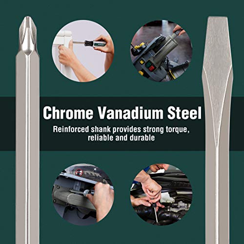 WORKPRO 2-piece Screwdriver Set, Premium Color-Coded Acetate Hard Grip Handle, Slotted/Phillips Screwdrivers, Drop Forged Chrome-Vanadium Shaft