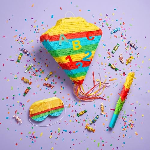 Pinata de rentrée scolaire multicolore avec bâton et masque pour fête d'enfants - 5