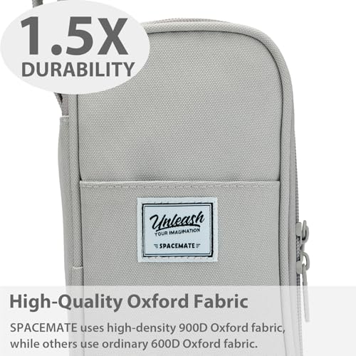 Image of SPACEMATE Pencil Case Pouch Box Bag School Supplies Girls Boys Kids, Cute Preppy Stuff Large Big Capacity Aesthetic Pen Organizer, Back to College Stationary, Gray, Classic Stlye, 1800ml