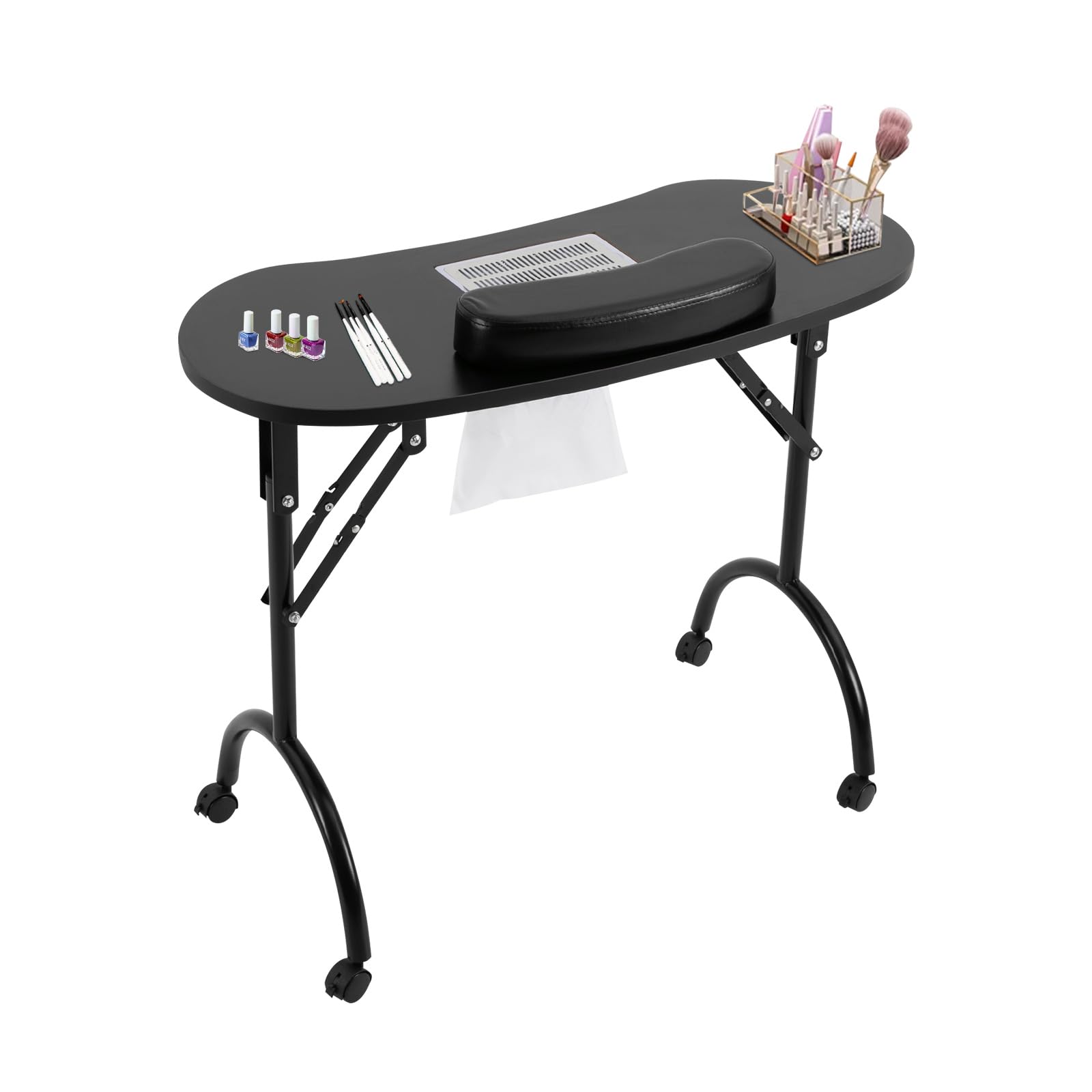 Mesa de manicura con succión, mesa de manicura portátil, mesa de manicura, mesa de manicura, mesa de diseño de uñas móvil, mesa de uñas plegable con extracción de polvo para recortar, belleza, cuidado