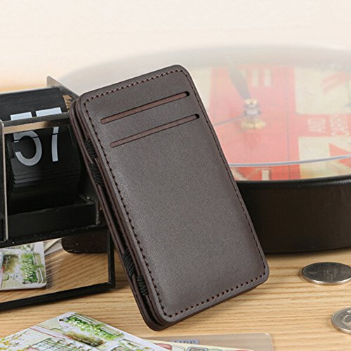 Men's Faux Leather Money Clip ID Credit Card Holder Business Pocket Wallet Purse, Birthday, for Pouch School, Travel, Shopping Black3