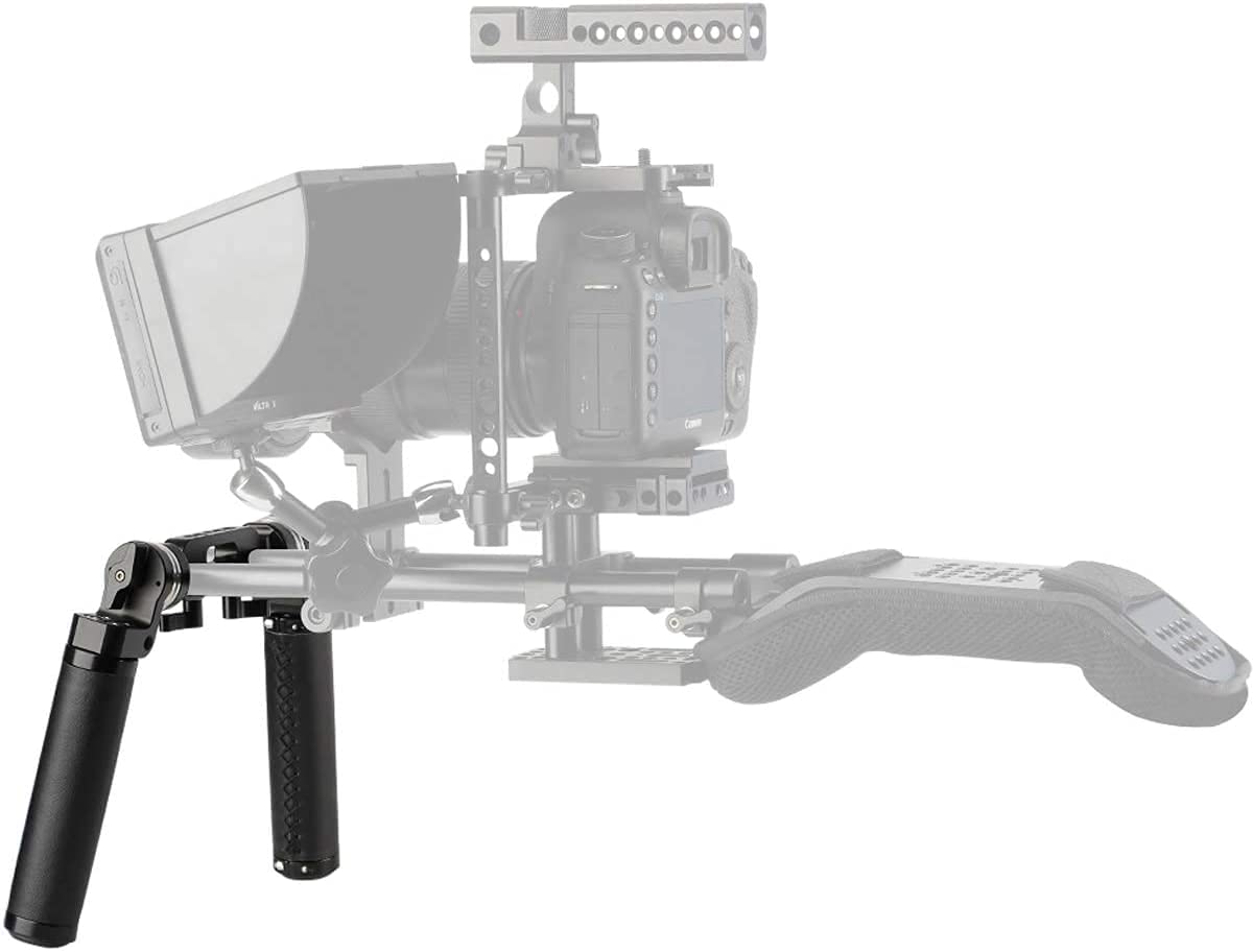 NICEYRIG Rosette Handle Juego de Empuñadura de Cuero con ARRI Adaptador de Montaje de Roseta Estándar 15 mm Abrazadera de Varilla para Cámara DSLR Sistema de Soporte de Hombro