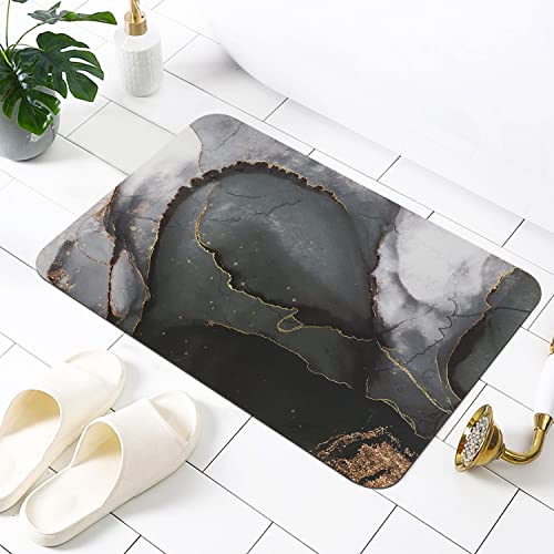 Homcomodar Petit tapis de bain antidérapant en marbre lavable en machine super absorbant avec envers en caoutchouc pour douche, évier et baignoire 40 x 60 cm Cover