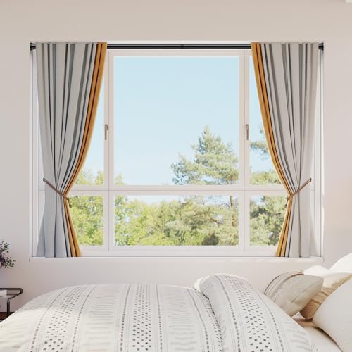 Image of MEXAU 1 Pack Spring Tension Curtain Rods 31-62 In Black Shower Curtain Rod