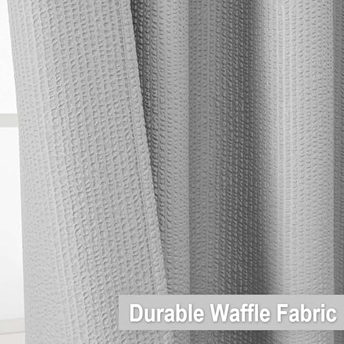 Image of HOMETHREADS Embrace Luxury with Our 6-Feet Long Premium Polyester Shower Curtain with 12 Hooks for a Lavish Bathroom Ambiance | Stylish, Splendid, and Perfectly Sized (Waffle L.Grey, 180x180cm)