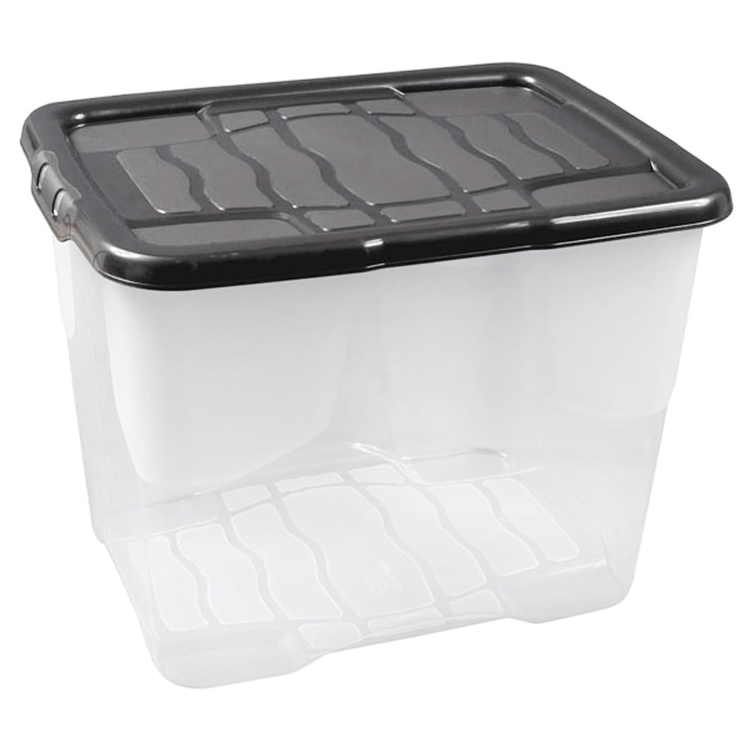 STAR SUPPLIES Strong Stackable Clear Transparent Base Storage Containers With Black Lids For Home & Office (5, 10 Litre)