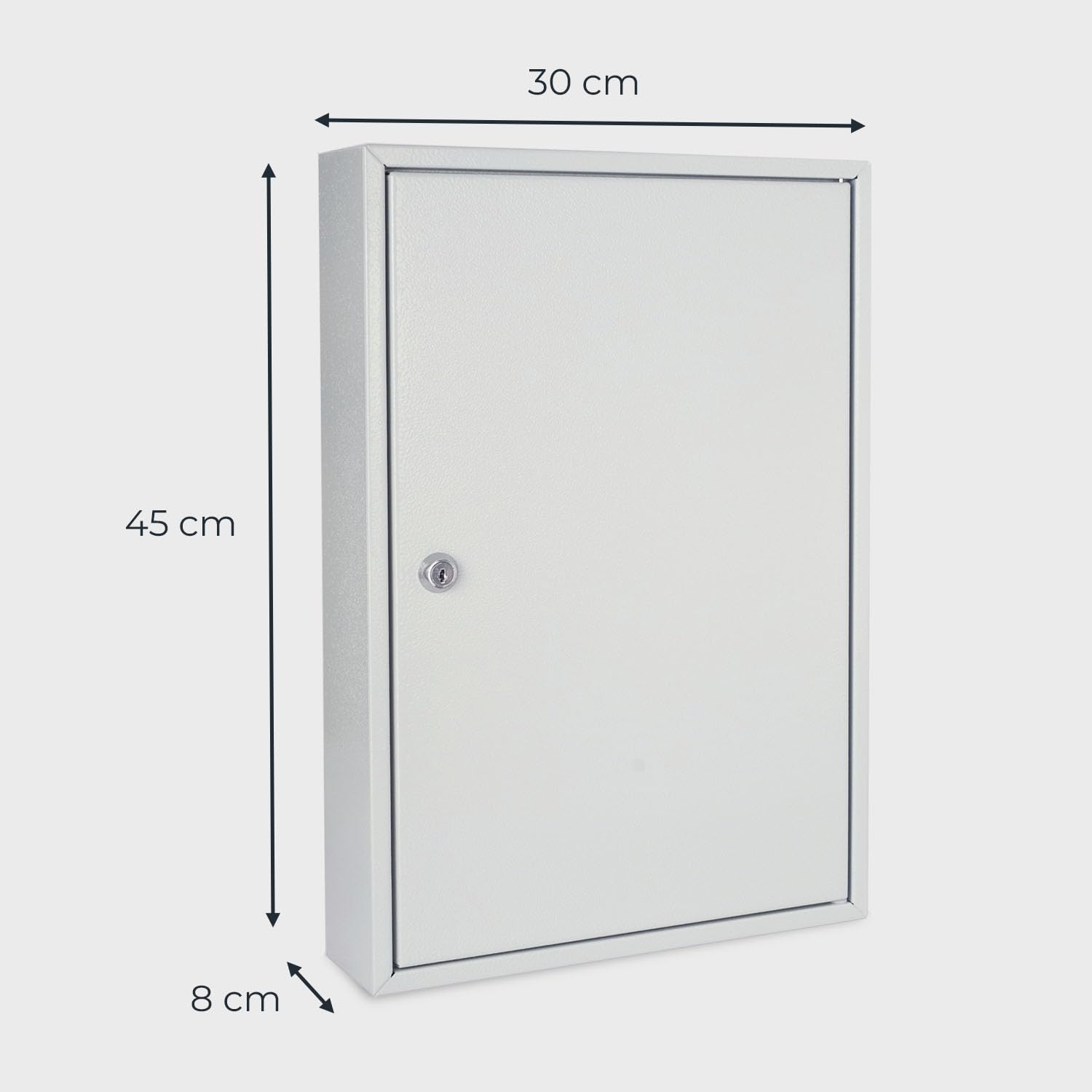 HMF 13564-07 szafka na klucze, 64 haczyki, regulowane listwy z haczykami, 45,0 x 30,0 x 8,0 cm, jasnoszara