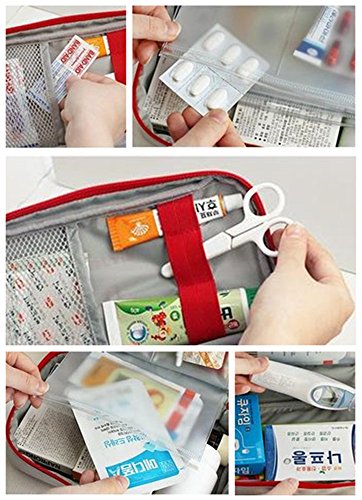 King&Pig Portable Empty First Aid Bag Kit Pouch Home Office Medical Emergency Travel Rescue Case Bag Medical Package (Red, L) #TOP6
