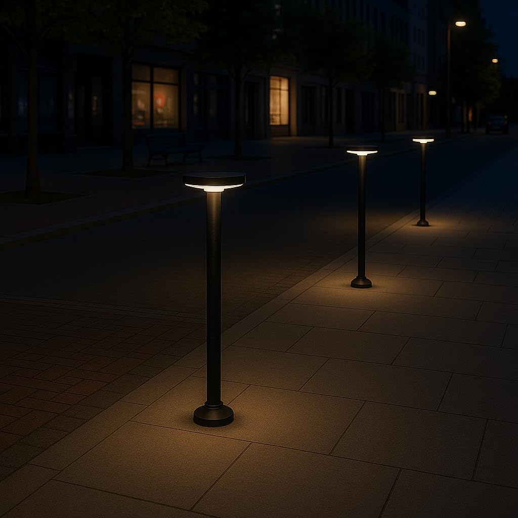Jandei - Baliza LED Exterior 60 cm Circular, Lámpara Jardín IP65 Aluminio Negro, Luz Cálida 3000K, 12W, Baliza Tipo Seta con Difusor Opal para Caminos y Terrazas