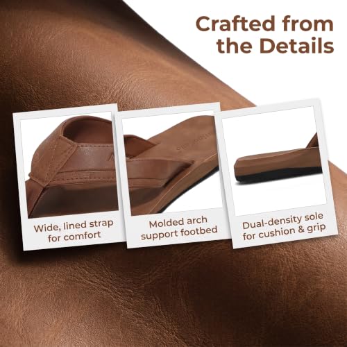 Image of AX BOXING Mens Flip Flops Leather Thong Sandals Casual Comfort Slides Slippers
