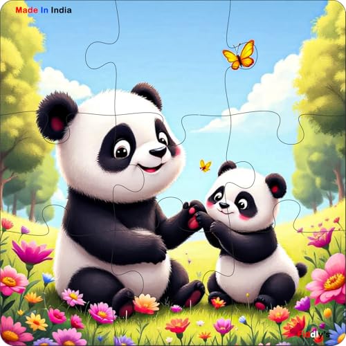 Image of Fiddlys Single Layered Wooden Jigsaw Puzzle Games for Children & Kids -9 Pieces Age 2 3 4 5 6 Year Old Years Old Girls & Boys Animals Jigsaw Puzzle (Pack of 6 Wild Animal)
