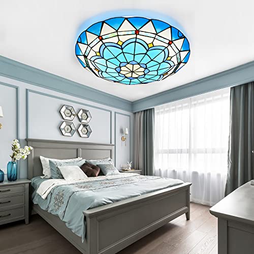 Plafonnier LED vitrail dimmable lustre vintage E26 suspension 50cm - 6