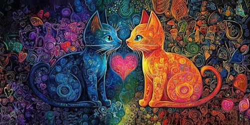 Broderie diamant chat 60x120cm : Évacuez le stress grâce au Diamond Painting