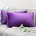 ORANIFUL Federe Cuscini 2 Pezzi Divano Quadrati Morbido di Velluto con Pompoms per Cuscini Decorativi Camera Sedia Soggiorno 30x50 cm Viola