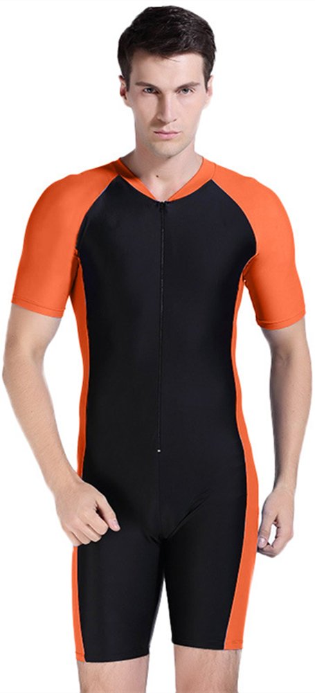 YEESAMRash Guard Men Surfing Suit Lycra Skin Short Sleeve Rashguard UV Sun Protection UPF 50+ - Sunscreen One Piece Snorkeling Swimsuit Swimming Costume