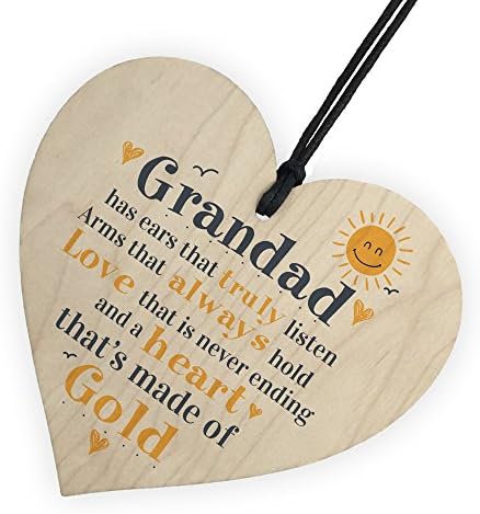 RED OCEAN Fathers Day Wooden Heart Plaque Dad Grandad Grandpa Birthday Gift From Grandchildren