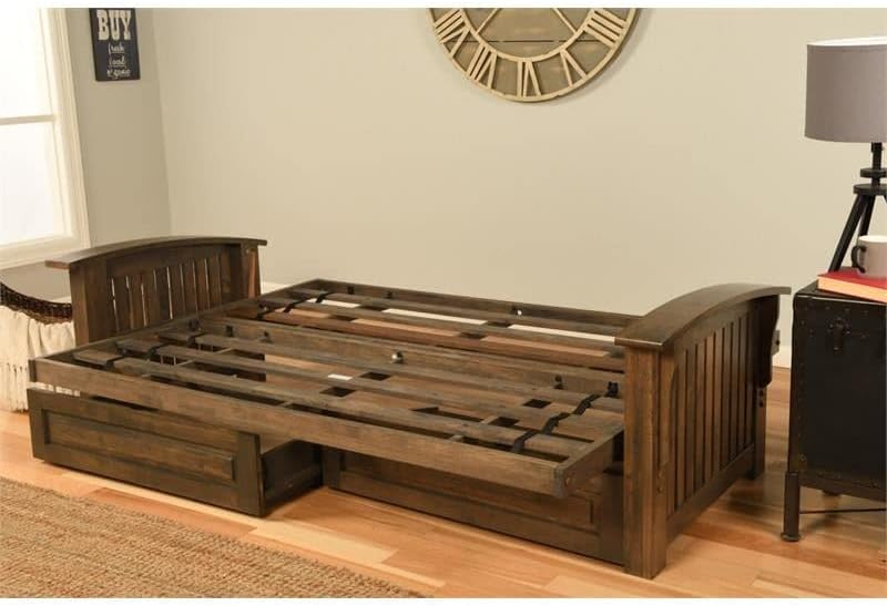 Miniatura 5 de Kodiak Furniture Washington - Colchón futón de almacenamiento de madera tamaño Queen, color gris carbón