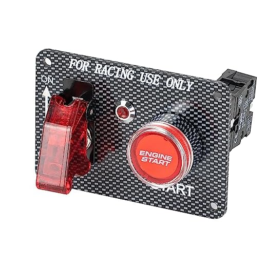 MODAXE 12V Racing Switch Panel Kit 2 in 1 Carbon Fiber Car Ignition Switch Panel Kit - Ignite Power & Control with Red Illuminated Start Button - Easy Installation