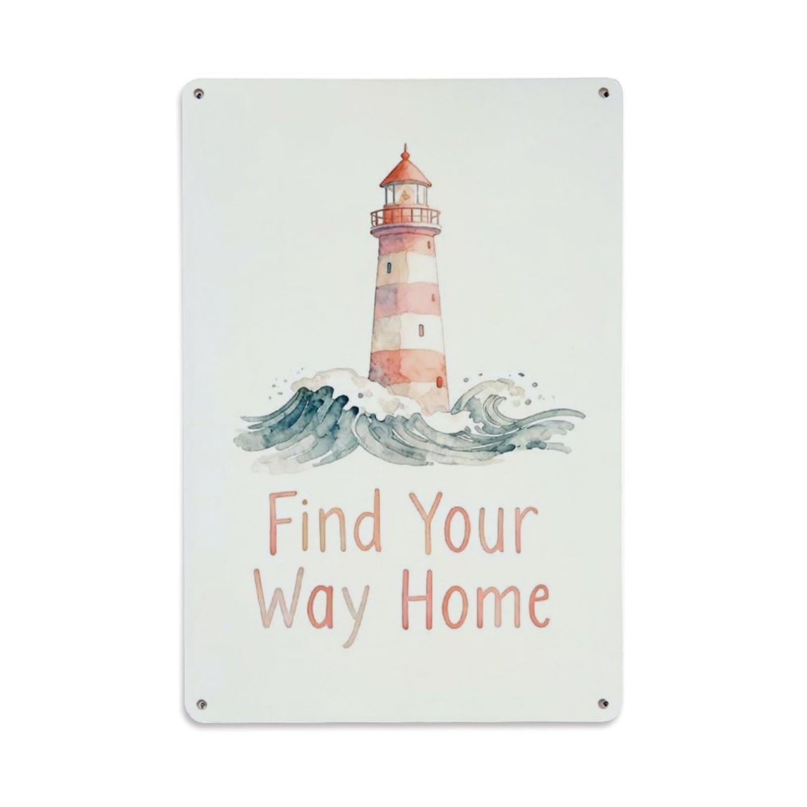 Jdfenggu Vintage Lighthouse Waves Watercolor Art Print Retro Metal Tin Sign, Decor Art Poster For Bar, Home, Man Cave, Kitchen, Laundry Room Gift 8X12inch