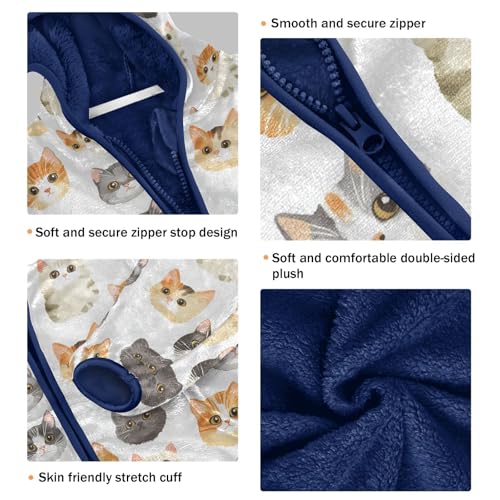 Cat Toddler Fleece Jacket Baby Boys Hooded Zipper Long Sleeve Thick Warm Outerwear 3-10 Years3