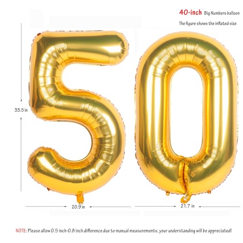 Image of 40 Inch gold Number Balloons 50 Helium Foil Mylar Balloon | Birthday Party banquet Decoration 50