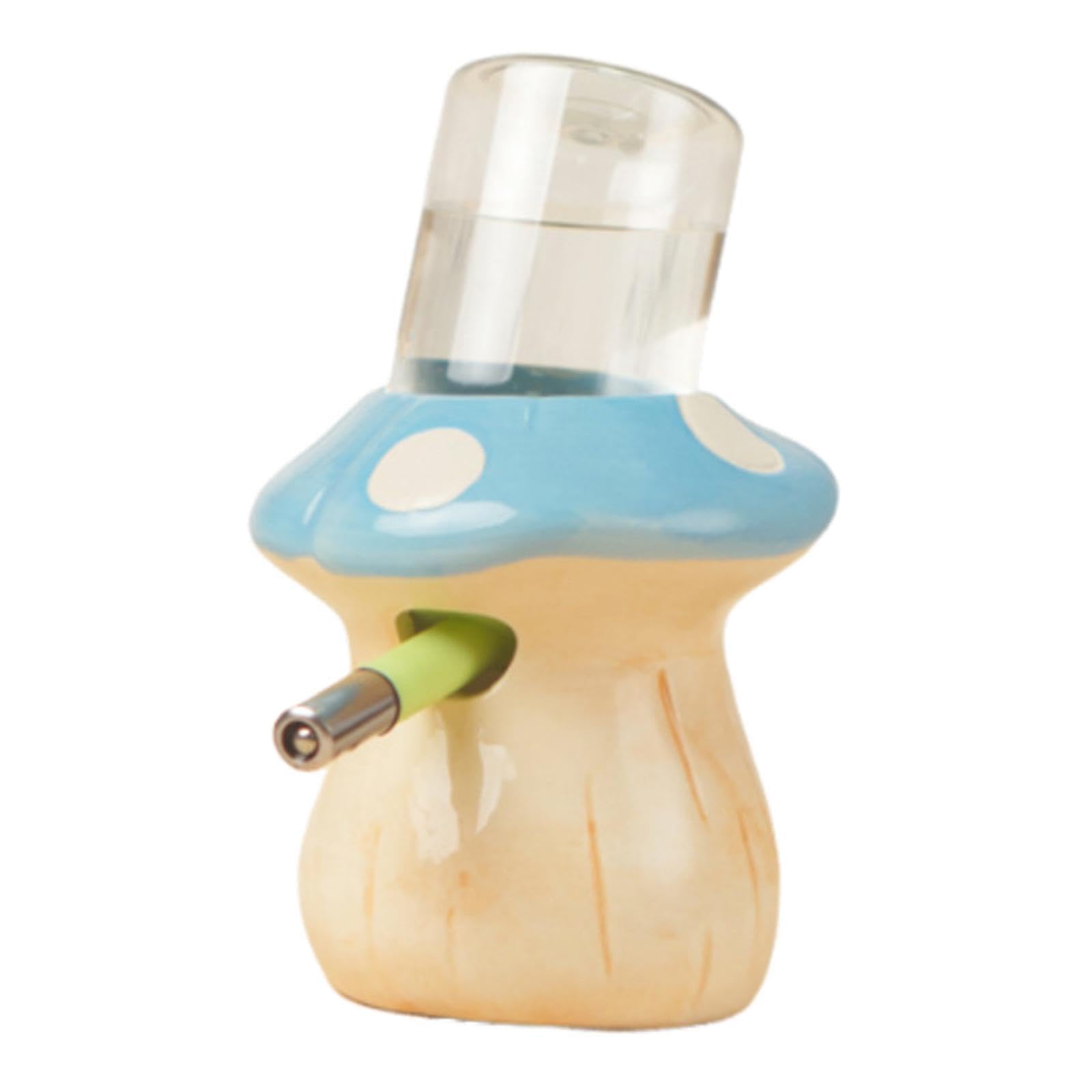 Generic Hamster Water Bottle with Stand Holder Easy to Clean Creative Small Pet Supplies Mushroom Shape for Rat Hamsters, Blue