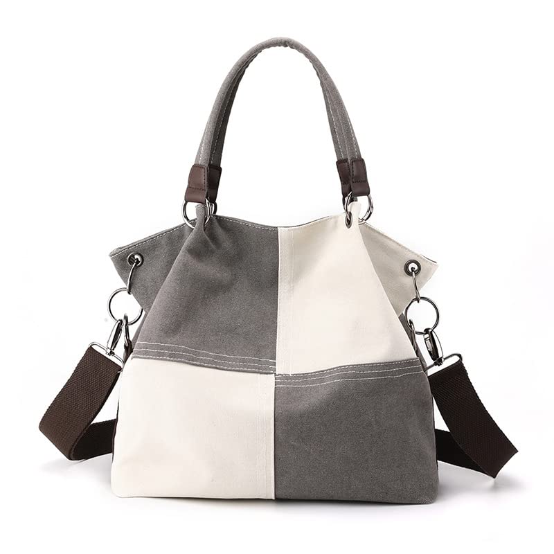 Bolso Tote de Lona para Mujer, Color Block, Convertible miniatura 1