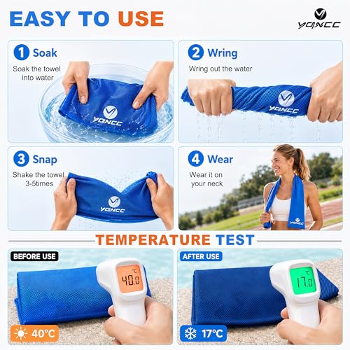 4 Pack Cooling Towels 40"x12", Cool Ice Towels for Neck & Face | Cooling Neck Wraps, Soft Breathable Microfiber Chilly Towels, Ideal for Gym, Yoga, Golf, Running, Camping & Hot Weather - Image 5