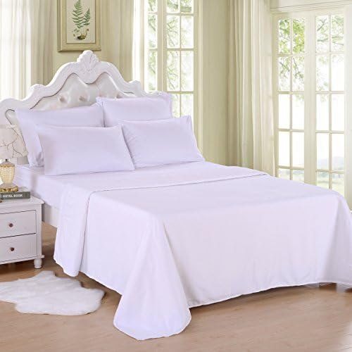JML Bed Sheet, 6 Pieces Queen Sheet Set Deep Pocket Up to 14" - Luxury 3000 Series Microfiber, Soft Breathable Wrinkle & Fade Resistant Bedding Set, White