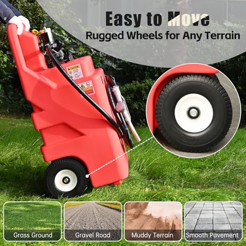Image of FMCNMech 32 Gallon Fuel Caddy with 12V Electric Pump, Forward & Reverse Flow, Portable Fuel Transfer Tank for Gasoline, Diesel & Kerosene, Ideal for Lawn Mowers, Tractors, Skid Steers, and Jobsite Equipment