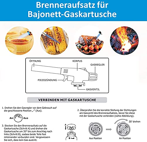 TronicXL Küchenbrenner Flambierbrenner gas Bunsenbrenner für Creme Brulee Steak BBQ Nachtisch Fleisch Küche flambierer… – Bild 3