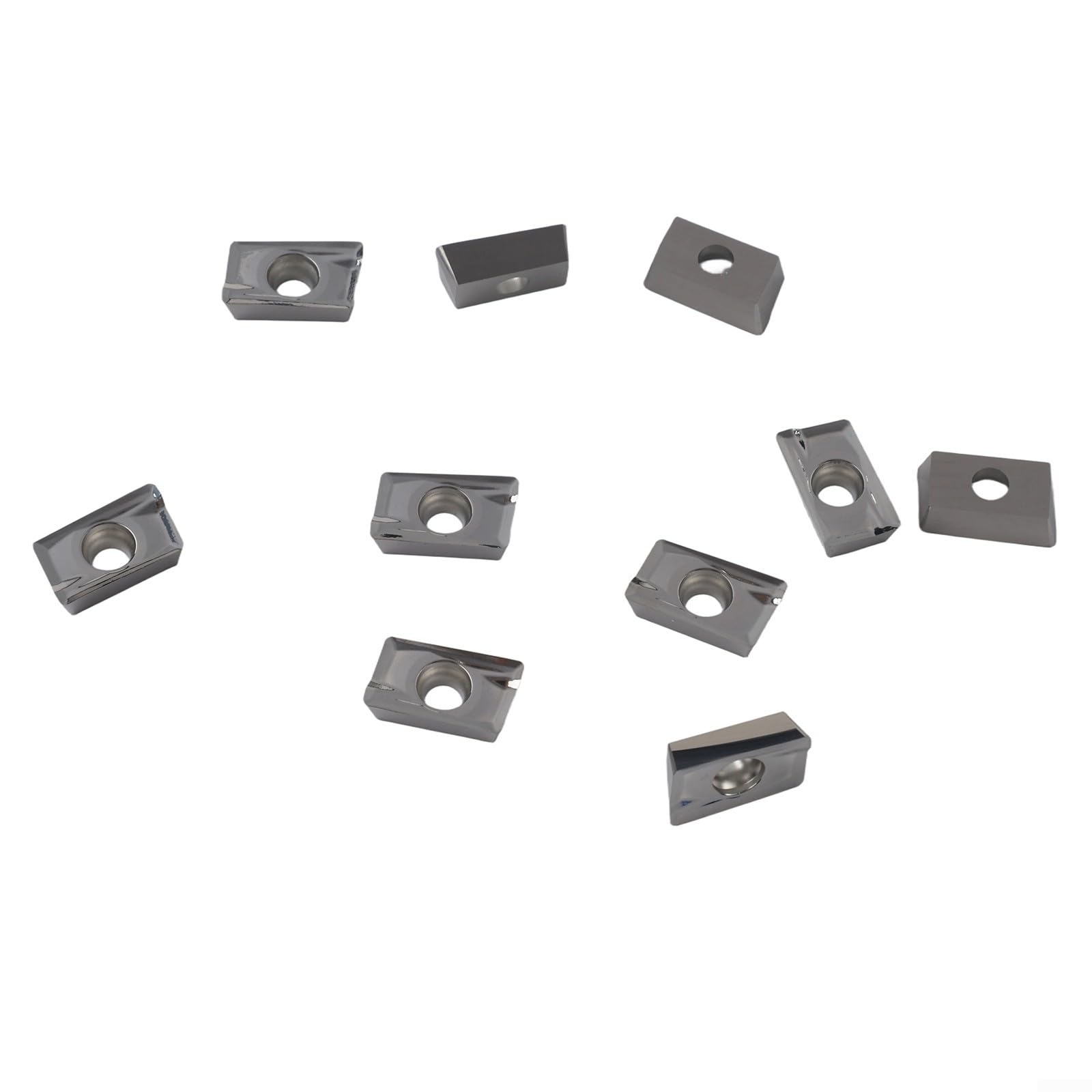10 Stück Hartmetall-Wendeplatten APKT1604PDFR-MA H01 für CNC-Fräsen, Silber, 16x10x5 mm, geeignet für Schlichtbearbeitung von Aluminium und Metall