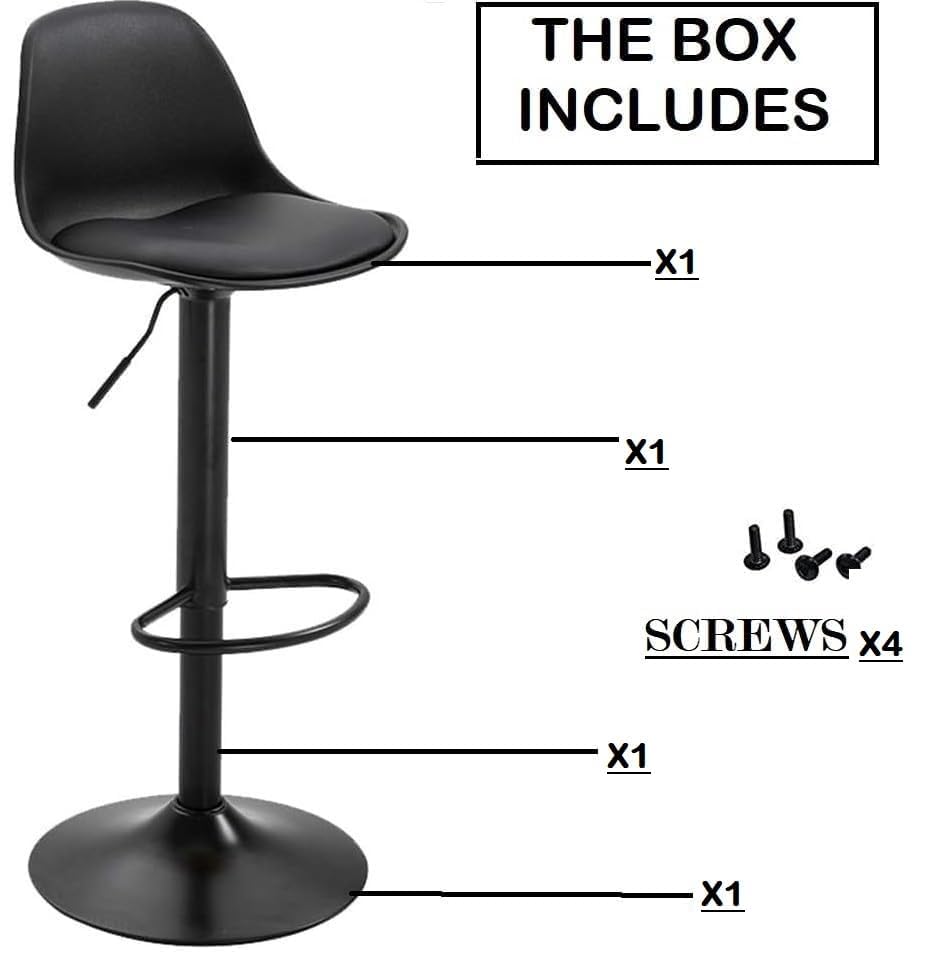 Image of Enosilla 360 REVOLVING Height Adjustable Swivel BAR Stool /Kitchen Chair Suitable for Kitchen, Cafeteria, Dining, Office, Shops, Counter seat, Breakfast, Pub (Black Base) (Charcoal Black)