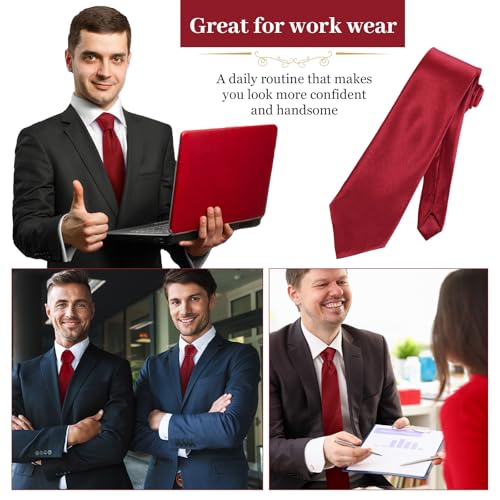 Image of Syhood 6 /12 /24 Pcs Men Ties Set Solid Satin Pure Color Business Formal Necktie Tie 57 inch for Men Occasion Wedding