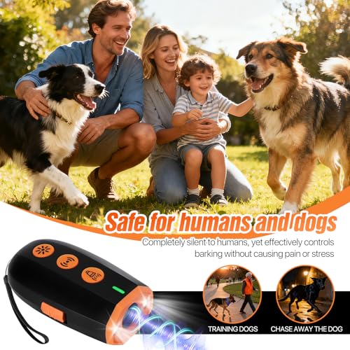 RoserRose Anti Bell Gerät Hunde, Antibell Ultraschall Gerät, Wiederaufladbar Ultraschall Hundeabwehr mit Frequenze Taschenlampe, Hundegebell Stoppen Für kleine & große Hunde Innen & Außen
