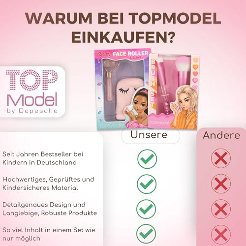 TOPModel Gesichtsroller Set BEAUTY and ME + TOPModel Pinselset Herz BEAUTY and ME - Pflege & Beauty für strahlende Haut und makelloses Make-up