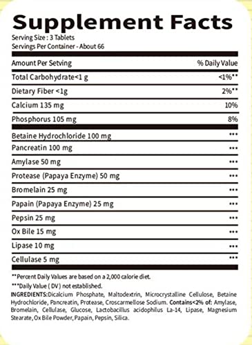 Oliefera Spring Valley Probiotic Multi-Enzyme Digestive Formula 200 Tablets, Green, 50 Count (Pack Of 1) #TOP6