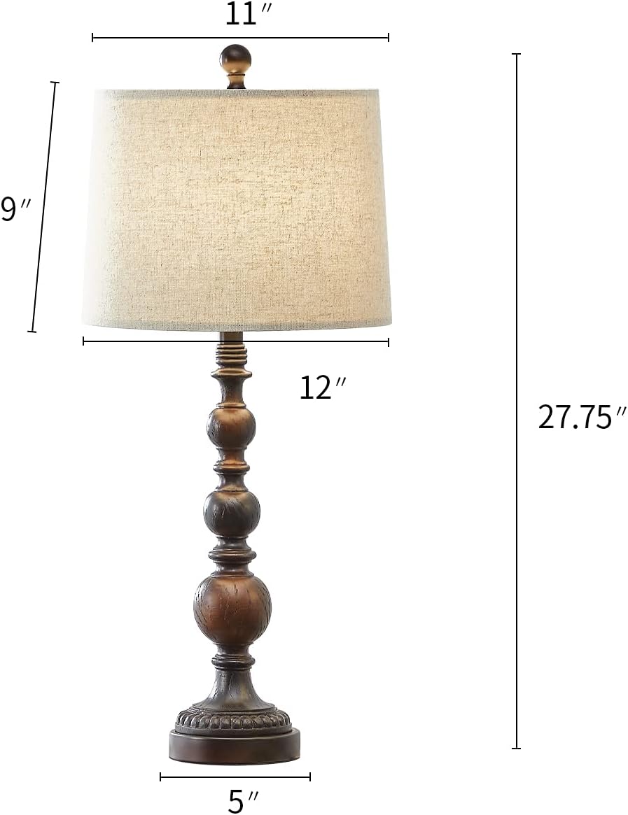🔥 Flash Sale OYEARS USB Table Lamp Set 2 for Living Room Resin 27 3/4 H Retro Table Lamp for Bedroom Vintage Table Lamp Bedside Traditional Rustic Table lamp