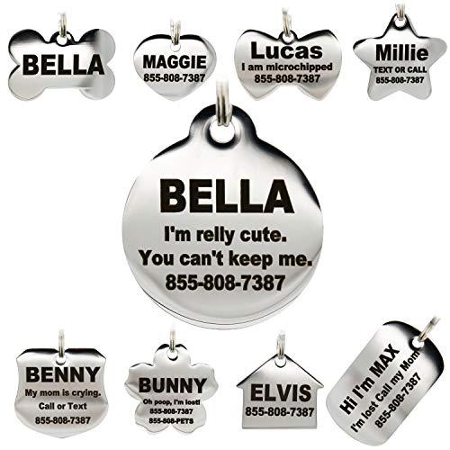 Stainless Steel Pet ID Tags - Engraved Personalized Dog Tags, Cat Tags Front