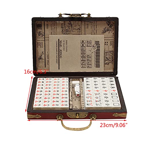 Set portátil vintage de Mahjong chino tradicional con caja miniatura 5