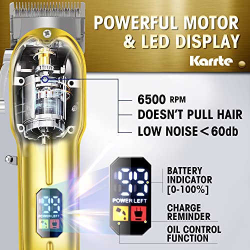 Karrte Professional Hair Clippers And Trimmer Kit,Cordless Hair Cutting Kit,Barber Supplies For Men Beard Trimmer Mens Grooming Kit Accessories (Golden) #TOP2